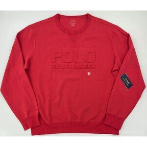 Polo Ralph Lauren Men's Size Large Red Double Knit Raised Logo Pullover Sweater